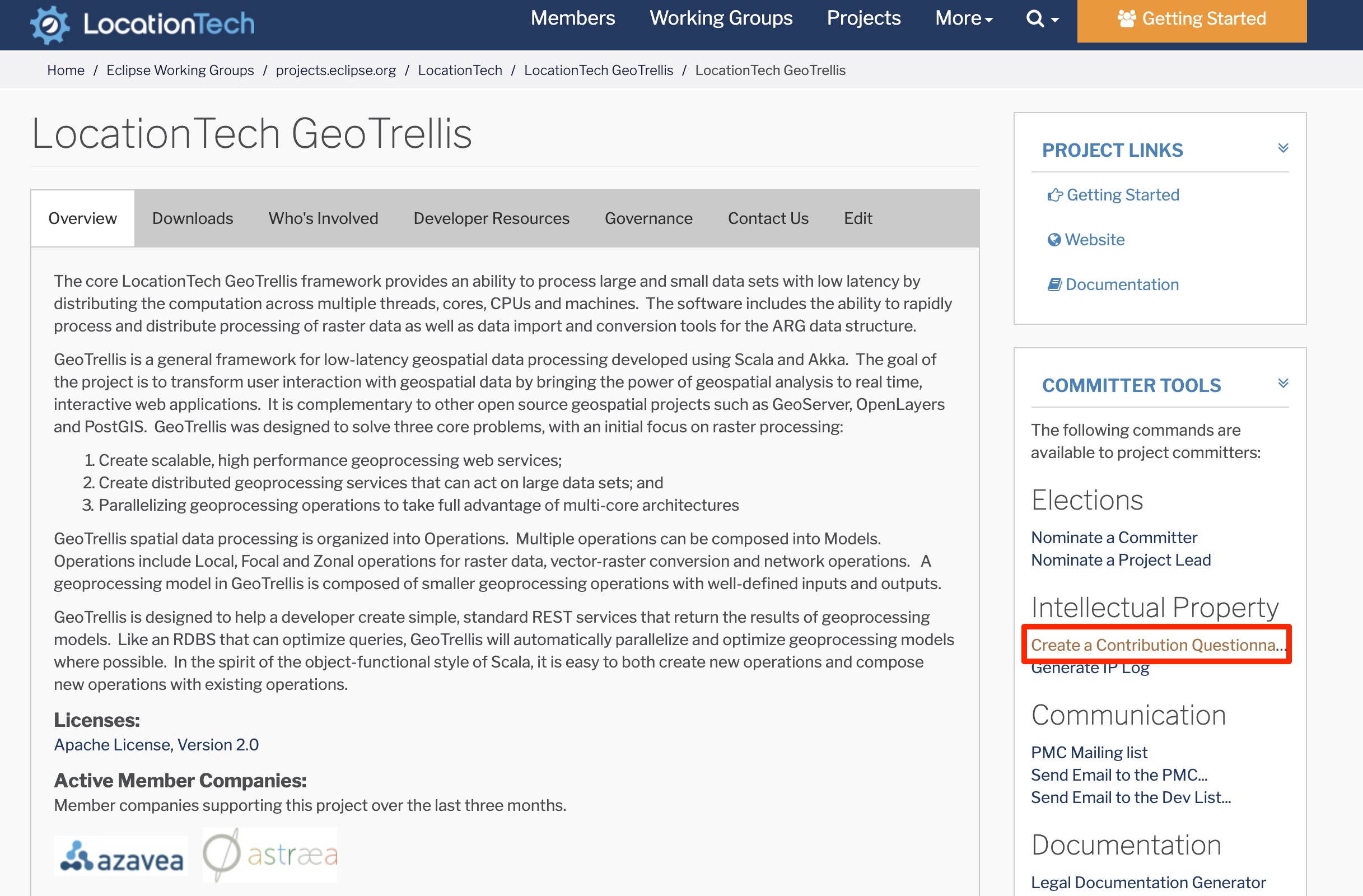 The GeoTrellis project page